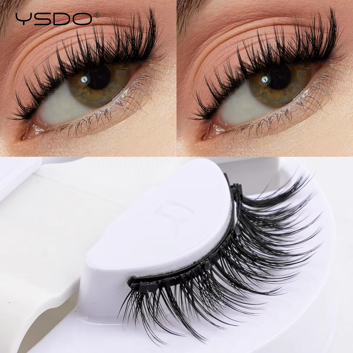 YSDO 1Pair Magnetic Lashes Kit No Glue Needed Fluffy Reusable Professional 3D Magnetic False Eyelashes Extension Make Up