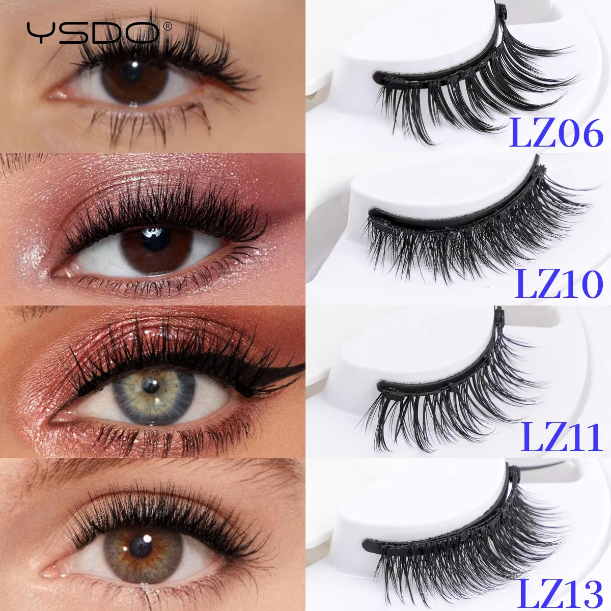 YSDO 1Pair Magnetic Lashes Kit No Glue Needed Fluffy Reusable Professional 3D Magnetic False Eyelashes Extension Make Up